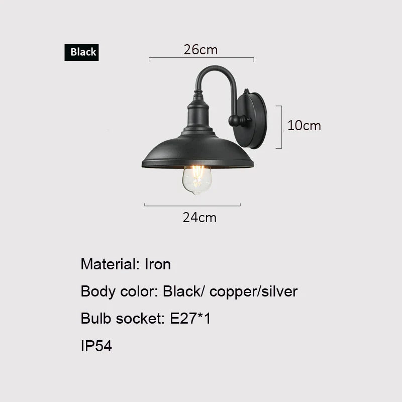Axyaa Retro Induction Wall Lamp for Outdoor Community Villa Courtyard.
