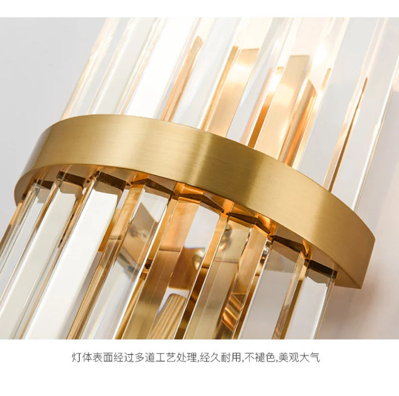 Luxury Crystal Wall Lamp Axyaa Bedroom Sconce Lights Gold Luminaria