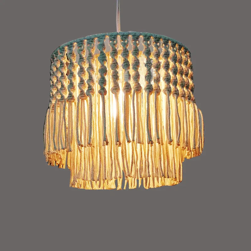 Axyaa Bohemia Chandelier: Cotton Rope Pendant Lamp for Dining Room and Balcony