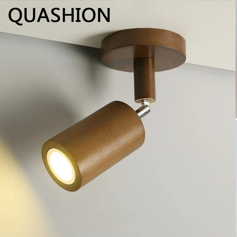 Nordic Solid Wood LED Ceiling Spotlight by Axya - Adjustable Surface-mounted Wall Lamp