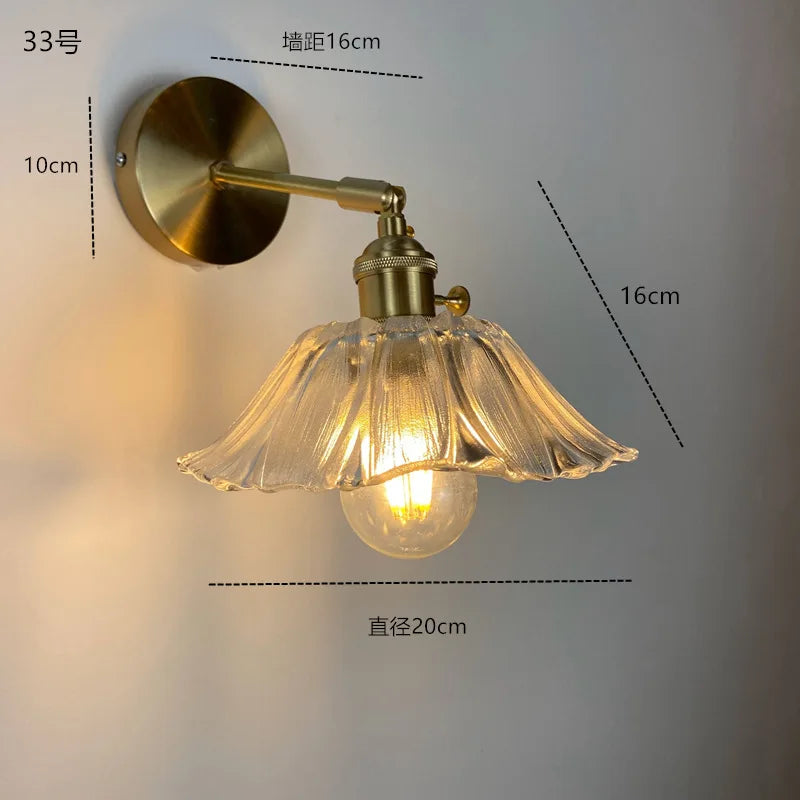 Axyaa Clear Glass LED Wall Sconce Switch Lamp for Bathroom Mirror Stairway, Nordic Copper Influence