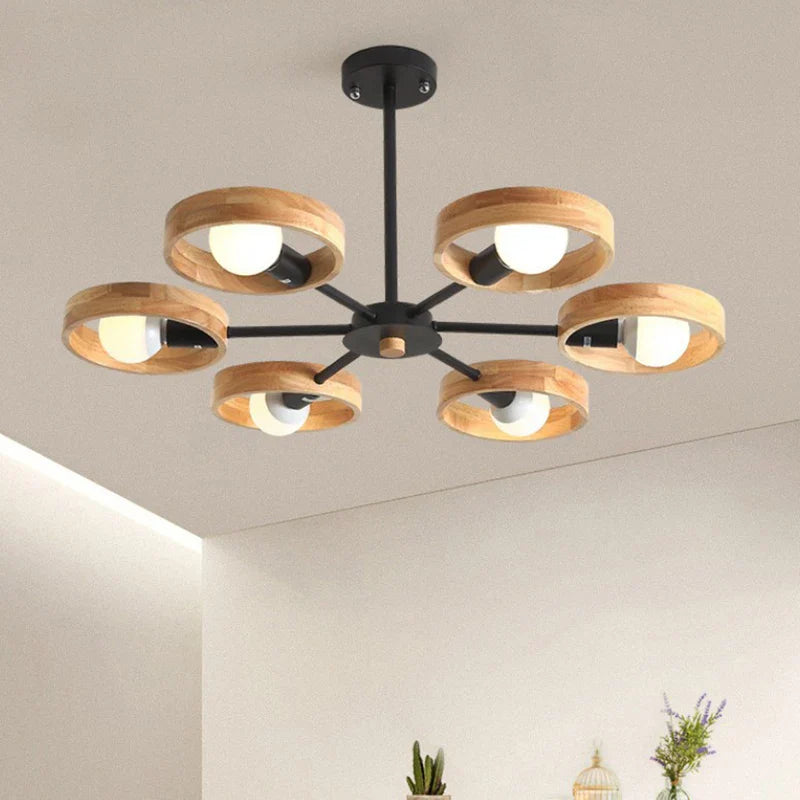 Nordic Wood Chandelier Pendant Light for Home Decor - Axyaa