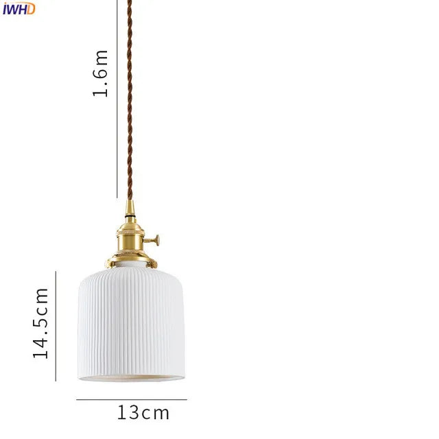 Axyaa Ceramic LED Pendant Light - Modern Copper Hanging Lamp