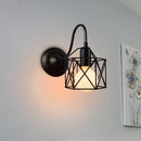 Axyaa Industrial Black Iron Wall Sconce with E27 Retro Cage Guard