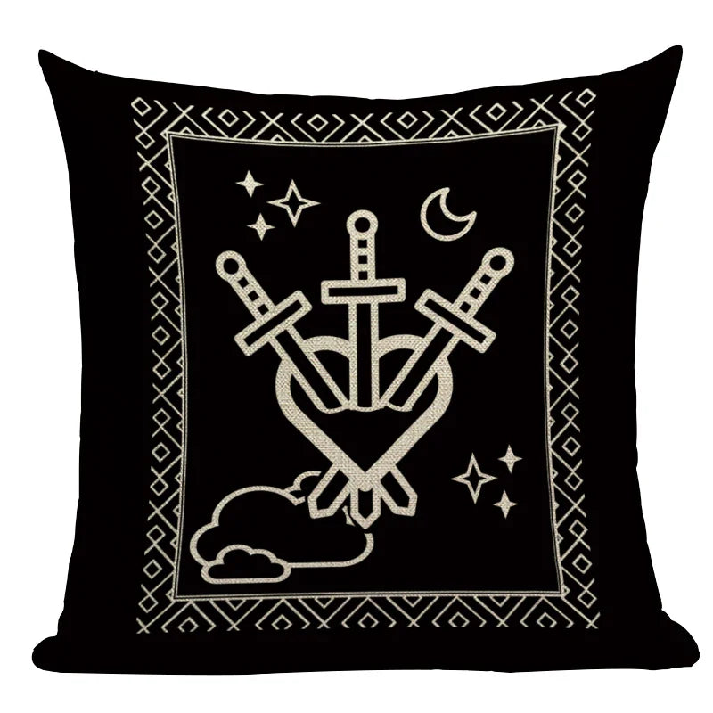 Axyaa Mexico Skull Decor Pillow Cover - Black Tarot Horror Ghost Home Decor