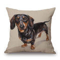 Axyaa Dachshund Dog Print Cotton Linen Pillow Covers 45X45cm
