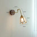 Axyaa Vintage Pull Chain Wall Lamp with Copper Arm Wood Base Bedroom Bathroom Lighting