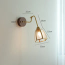 Axyaa Vintage Copper Wall Lamp with Wood Base and Pull Chain - Bedroom Bathroom Lighting