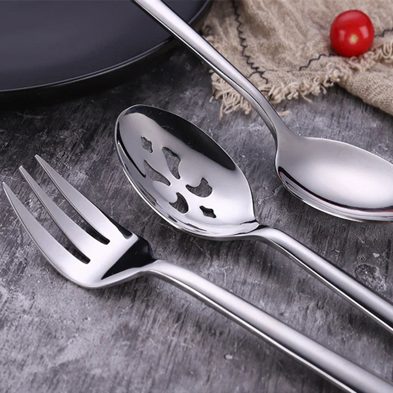 Axyaa Stainless Steel Salad Serving Spoon Set for Western Tableware
