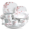Axyaa Pink Floral Porcelain Plate Set for 12 - 60-Piece Dinnerware Collection