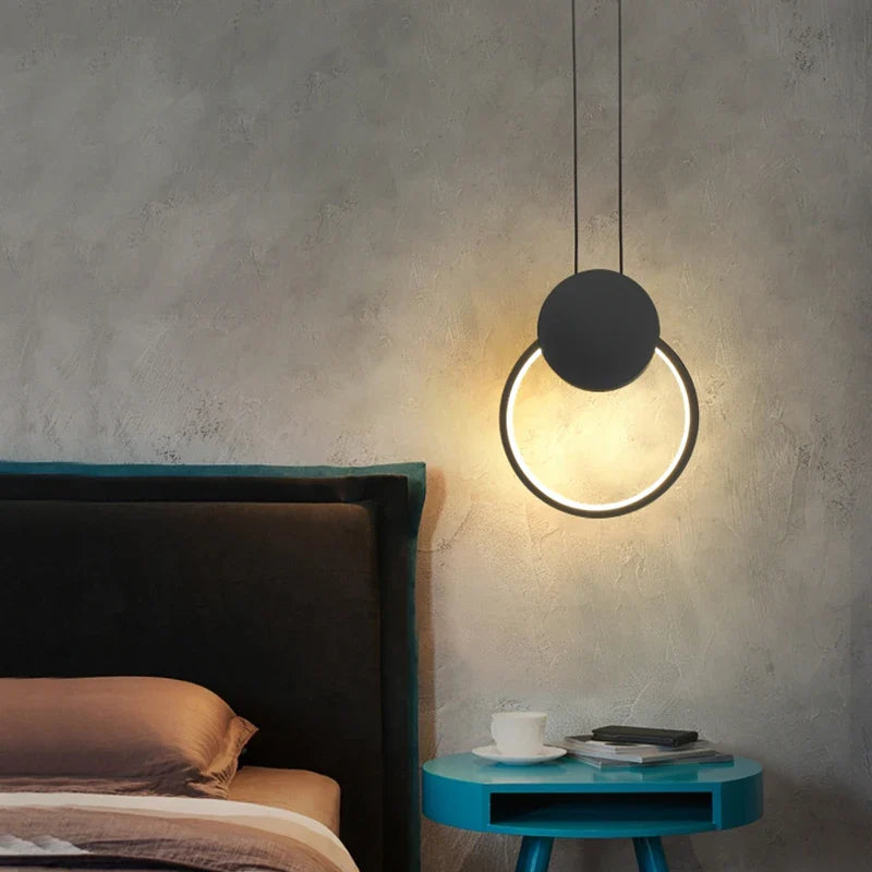 Axya Black Ring Pendant Lamp with Dimmable LED Light