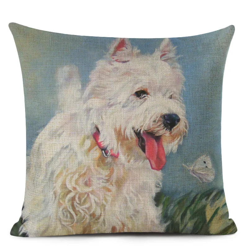 Colourful Bull Terrier & Dachshund 3D Cushion Cover for Home Sofa by Axyaa