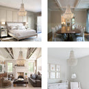 Axyaa Retro Grey Wood Beaded Chandelier 5-Light - Vintage White Wood - Kitchen, Living Room, Bedroom