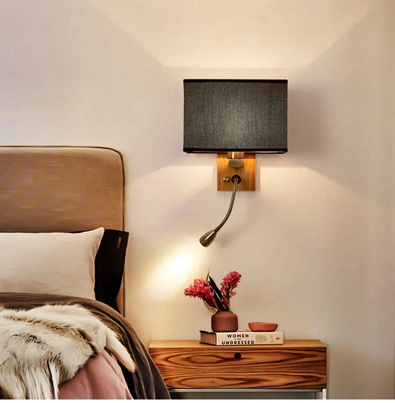 Axyaa Wood Led Wall Lamp Nordic Bedroom Lighting