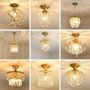 Axyaa Gold Crystal Round Ceiling Chandelier for Home Indoor Lighting