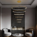 Axyaa Nordic Golden Circle Chandelier for Villa Living Room
