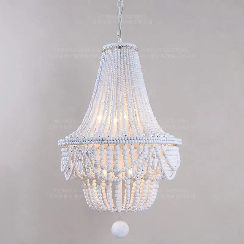 Blue Grey White Beads Chandelier Nordic Lighting for Kitchen Bedroom by Axyaa