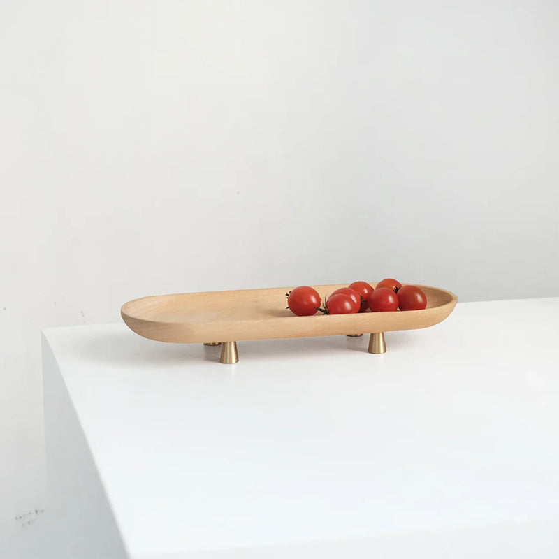 Axya Wooden Desktop Tray Oval Organizer for Kitchen and Home Storage