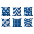 Axyaa Blue Geometric Cotton Linen Pillow Cover for Luxury Home Decor
