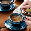 Axya Starry Blue Ceramic Coffee Cup and Saucer Set for 4
