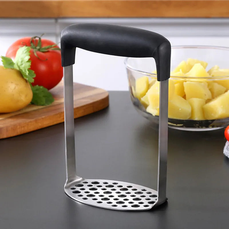 Axyaa Stainless Steel Potato Masher & Garlic Press Kitchen Gadget