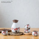 Axya Japanese Cat Design Ceramic Sake Wine Cup Small Drinking Set