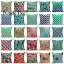 Axyaa Geometric Cushion Cover: Green Pink Diamond Design for Home, Bedroom, and Car