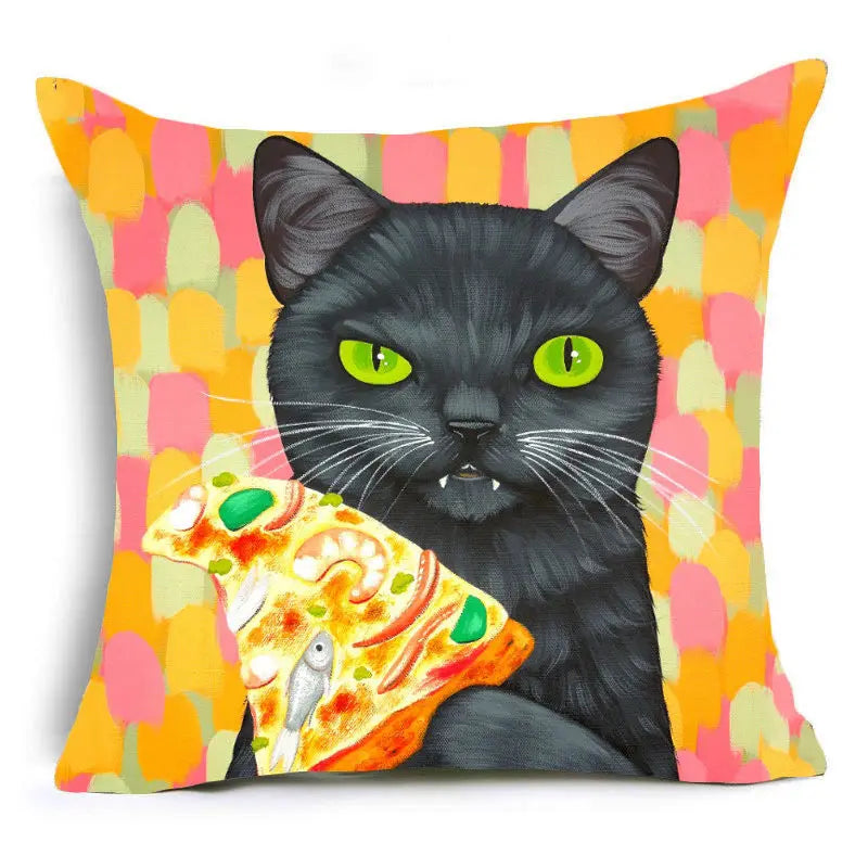 Cartoon Cat Pet Pillow Cover for Home Sofa Decor by Axyaa