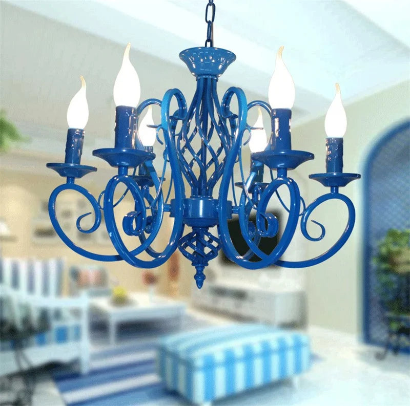 Axyaa 6/8-Light Black White Chandelier Wrought Iron Ceiling Lamp E14