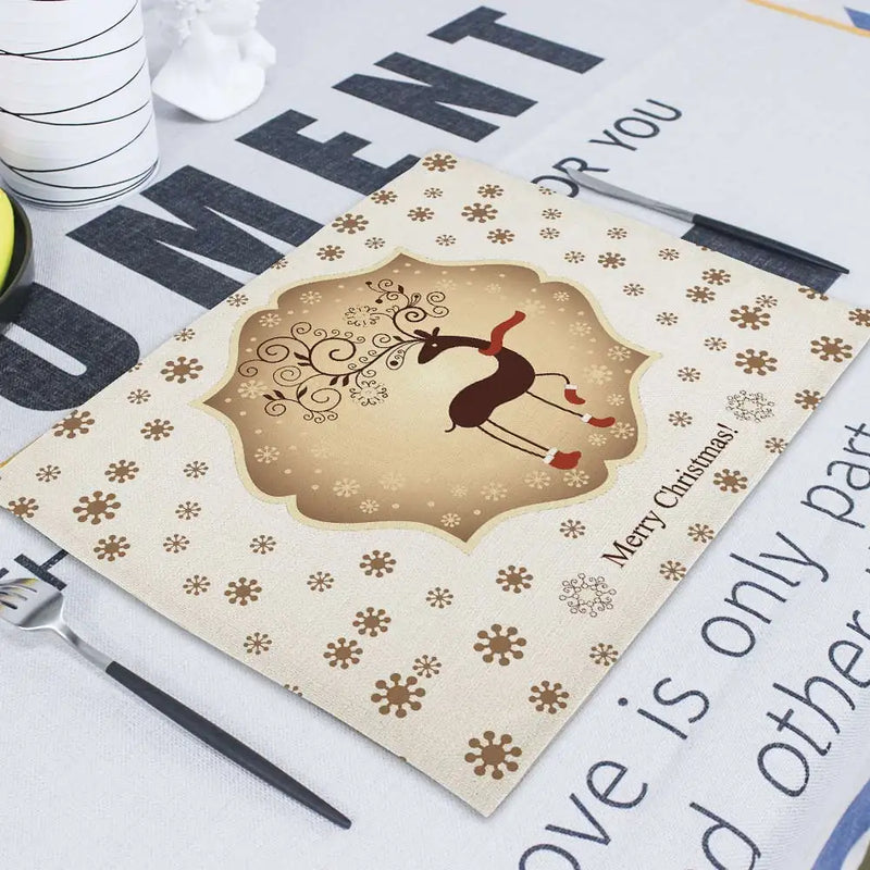 Axyaa Christmas Retro Fabric Napkins Set - Festive Table Decor for Home & Restaurant