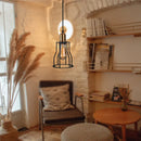 Axyaa Loft Cage Pendant Lamp Retro Industrial Nordic Black Iron Hanging Lights