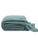 Axyaa Ivory Pink Knit Throw Blanket with Tassels