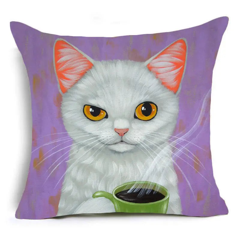 Cartoon Cat Pet Pillow Cover for Home Sofa Decor by Axyaa