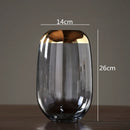 Axyaa Glass Vase: Golden Transparent Modern Home Decor Handicraft