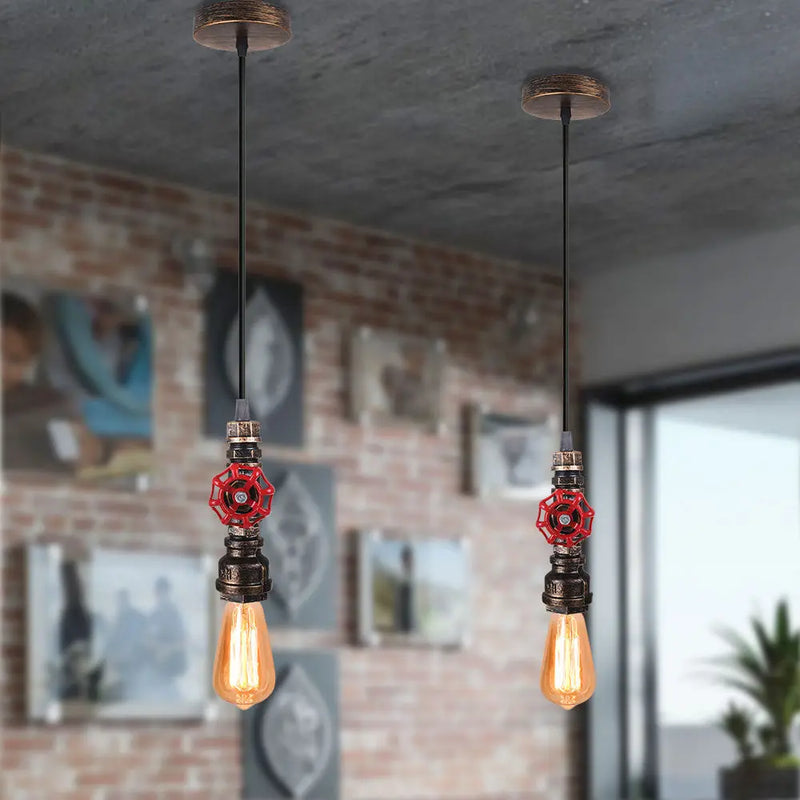 Axya Loft Industrial Iron Water Pipe Pendant Lamp - Retro E27 LED Hanging Light