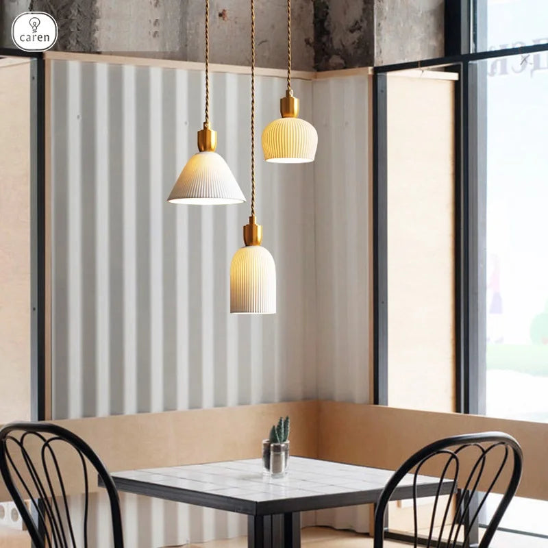Axyaa Ceramic Pendant Lights Modern Hanglamp for Bedroom Living Room