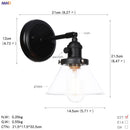 Axyaa Glass Ball Industrial Wall Sconce Black Loft Hallway Stair Bathroom Mirror Light