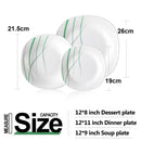 Axya Opal Glassware Dinner Set: Dinner, Soup, Dessert Plate - Unbreakable & Durable, 18/36 Pieces