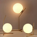 Axyaa White Glass Ball Table Lamp: Nordic Design, Dimmable E27 LED Lighting Fixture
