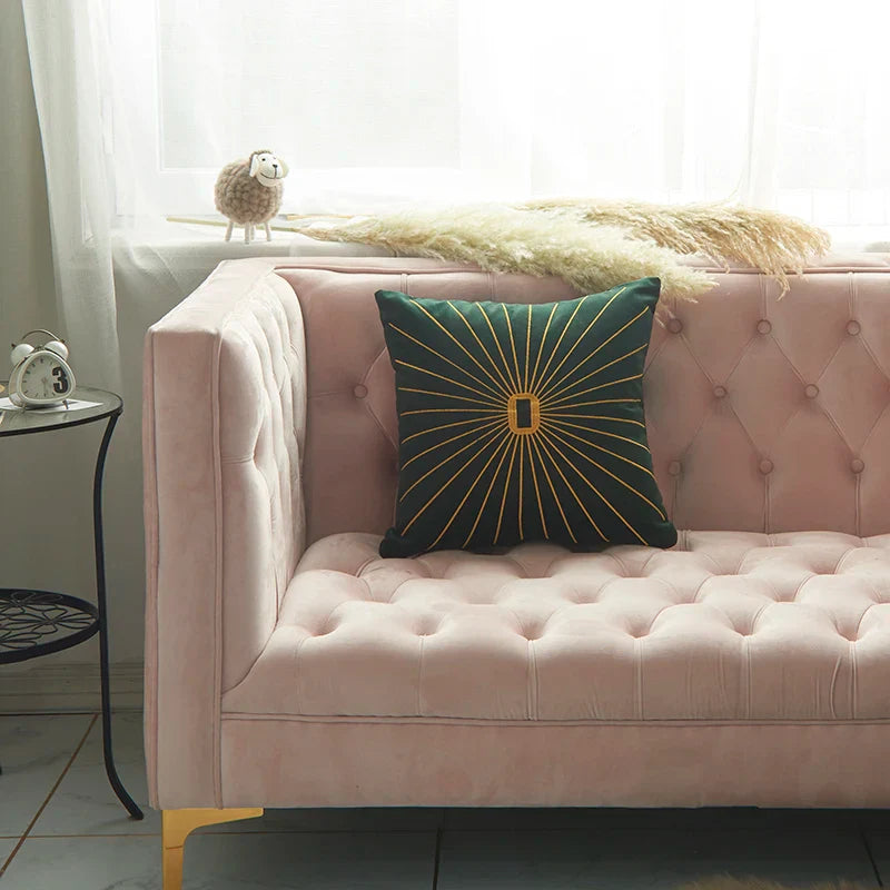 Axyaa Velvet Embroidery Cushion Cover 45x45cm - Durable Home Decor for Sofa Bed