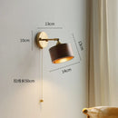 Axyaa Modern Wood Wall Light with Pull Chain Switch & LED Sconce