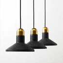 Axya Black Travertine Terrazzo Pendant Light: Industrial Post-Modern Hat Light