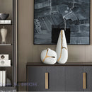 Axyaa White Ceramic Vase with Golden Branches - Modern Home Decor & Wedding Flower Arrangement
