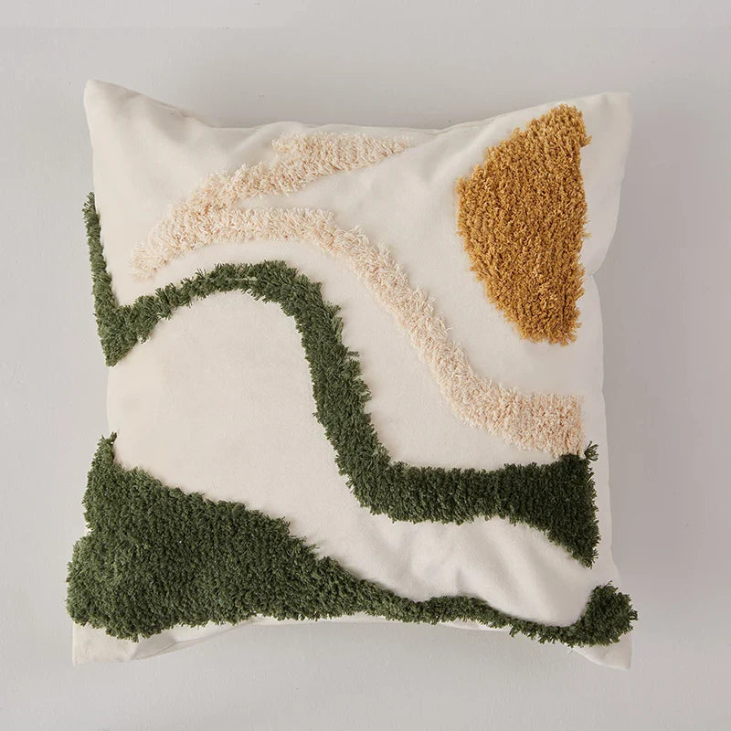 Axyaa Velvet Abstract Art Cushion Cover for Sofa, Chair, Bed - 45x45cm