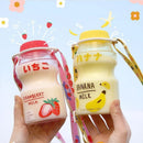Axyaa Frosted Plastic Fruit Water Bottle 480ml Cute Leakproof Kawaii Milk Carton Shape