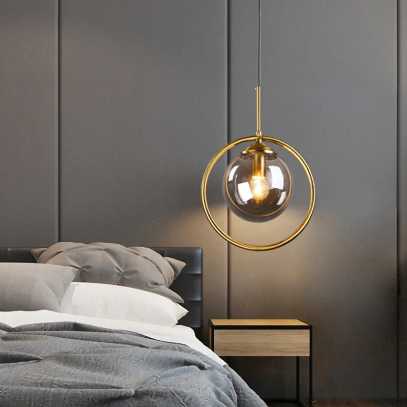 Axya Glass Ball Pendant Lights - Smoky Gray Magic Bean Suspension Lamp