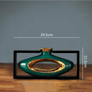 Axyaa Chinese Style Ceramic Vase with Wooden Frame for Modern Home Decoration