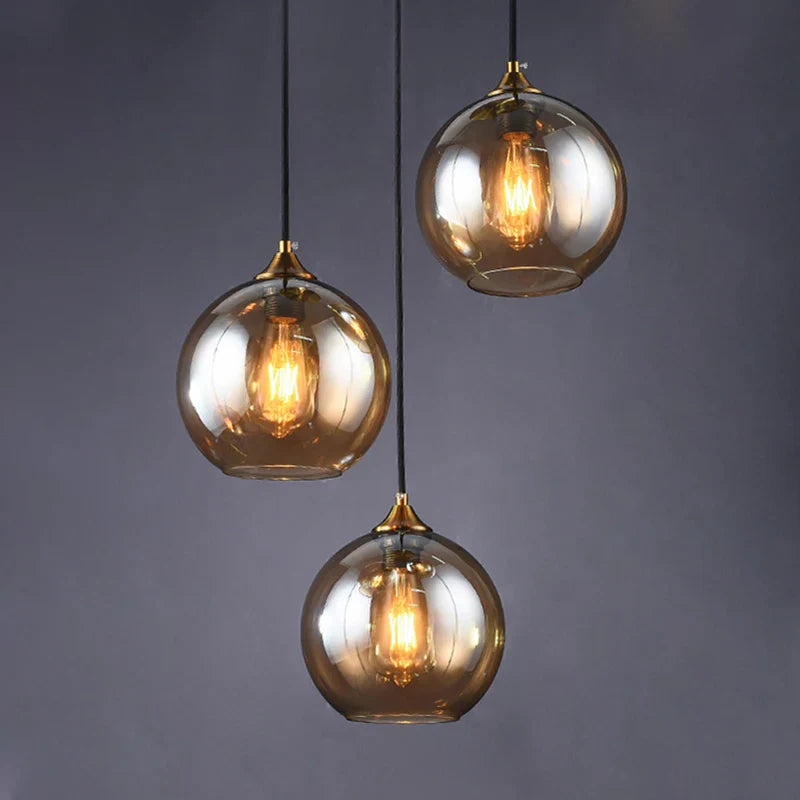 Axyaa Glass Ball Pendant Lights: Modern Nordic Design in Gold, Silver, Gray, Amber