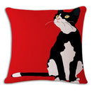 Axyaa Red Black Cat Print Cushion Cover 45X45CM for Home Decor