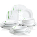 Axyaa Ivory White Porcelain Ceramic Dinnerware Set - 24/48 Pieces